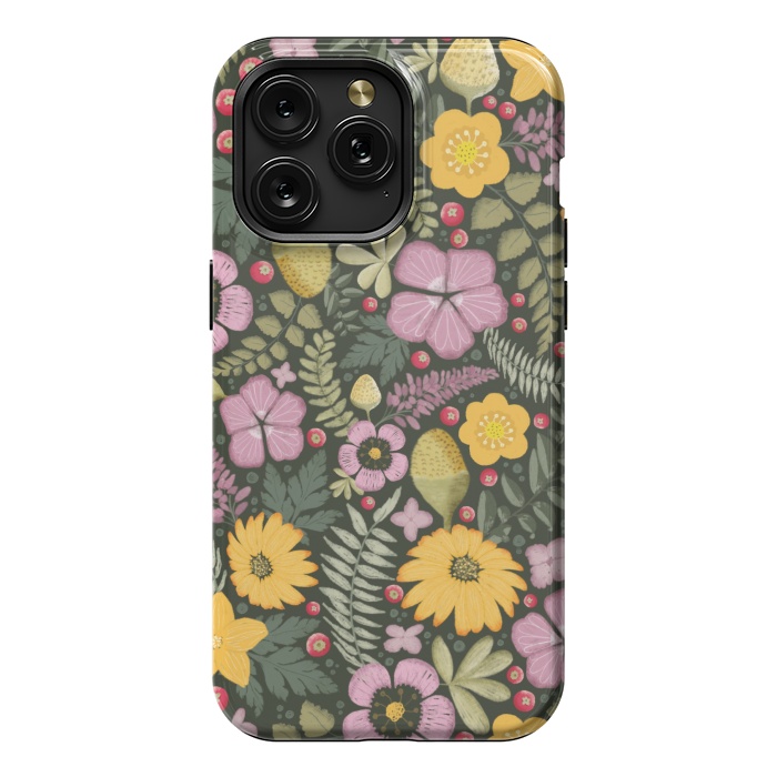 iPhone 15 Pro Max StrongFit Olive's Garden on Dark Gray by Paula Ohreen