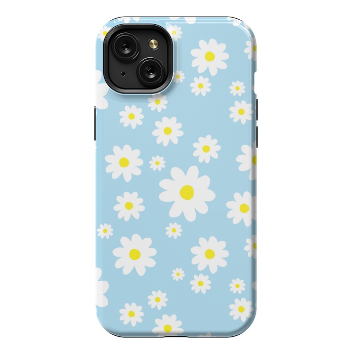 iPhone 15 Plus StrongFit Blue Daisy Flower Pattern by Julie Erin Designs
