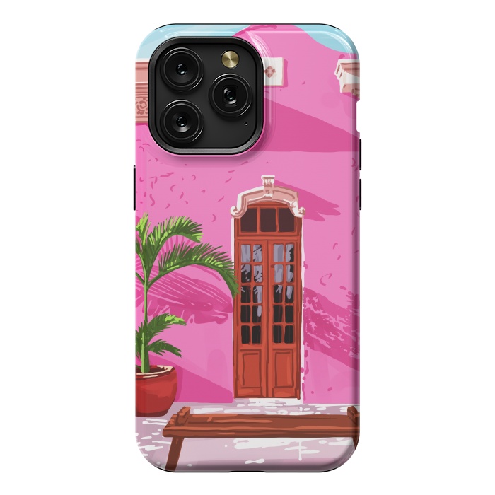 iPhone 15 Pro Max StrongFit Pink Building Architecture | Pop Art Travel House Painting | Modern Bohemian Décor Spain Palace by Uma Prabhakar Gokhale