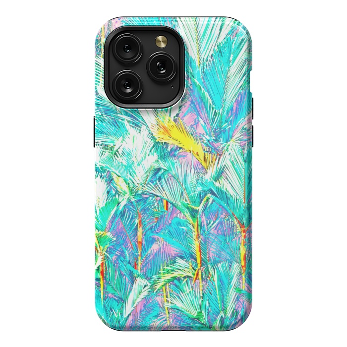 iPhone 15 Pro Max StrongFit Palm Garden, Tropical Nature Jungle Botanical Painting, Bohemian Intricate Pastel Forest by Uma Prabhakar Gokhale