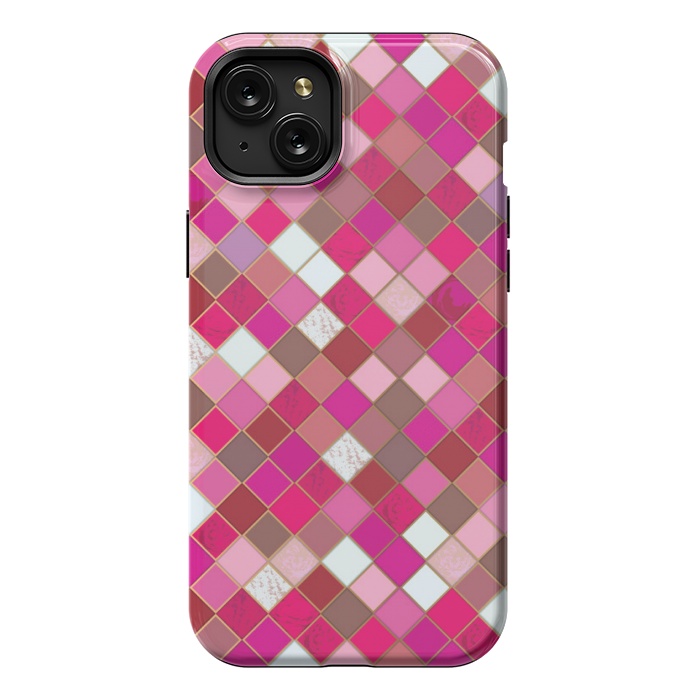 iPhone 15 Plus StrongFit pink pretty tiles by MALLIKA