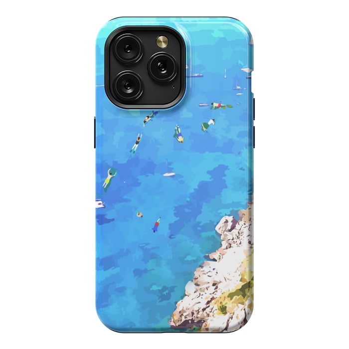 iPhone 15 Pro Max StrongFit Capri Island, Italy Tropical Travel, Nature Landscape Painting, Ocean Beach Summer Illustration by Uma Prabhakar Gokhale