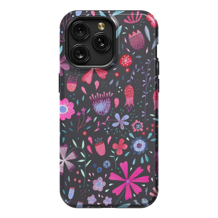 iPhone 15 Pro Max StrongFit Kennington Flowers Dark by Nic Squirrell