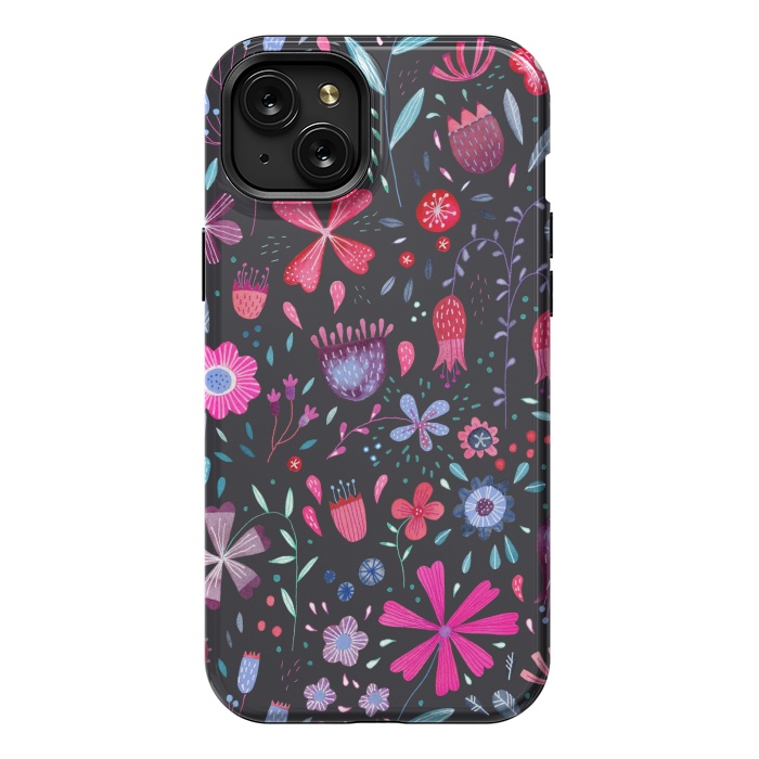 iPhone 15 Plus StrongFit Kennington Flowers Dark by Nic Squirrell