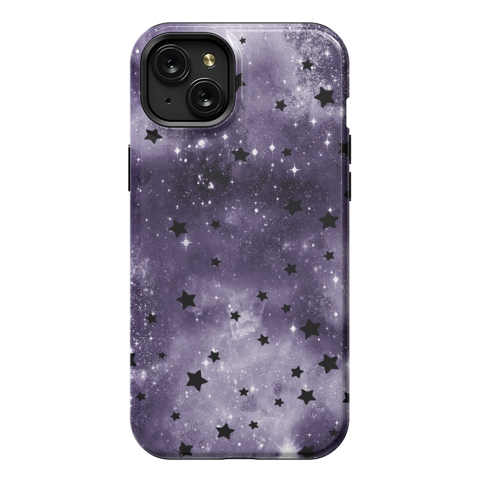 iPhone 15 Plus StrongFit Dark purple starry galaxy - celestial pattern by Oana 