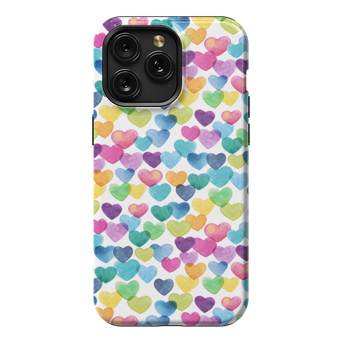 iPhone 15 Pro Max StrongFit Scattered Love Hearts by gingerlique