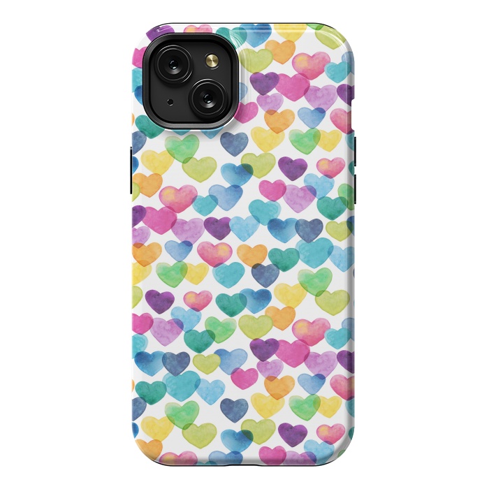 iPhone 15 Plus StrongFit Scattered Love Hearts by gingerlique