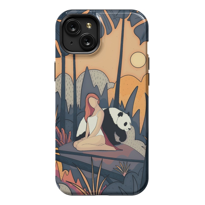 iPhone 15 Plus StrongFit The panda and the girl by Steve Wade (Swade)