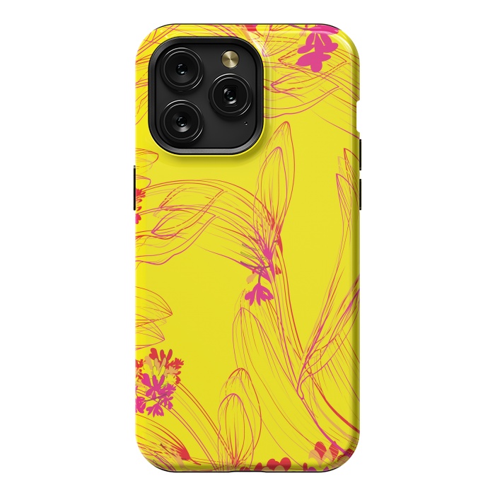 iPhone 15 Pro Max StrongFit abstract pink yellow florals by MALLIKA