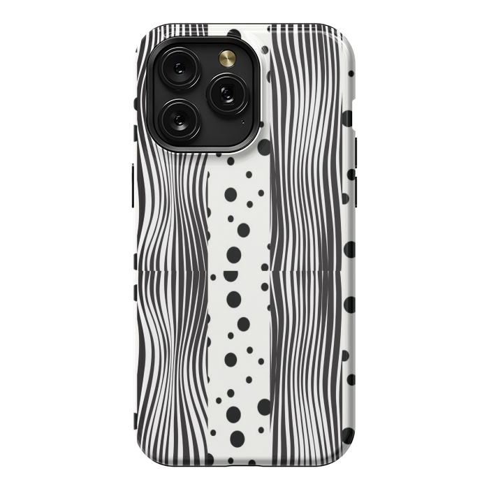 iPhone 15 Pro Max StrongFit polka stripes white and black by MALLIKA