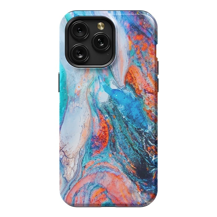 iPhone 15 Pro Max StrongFit Marble Effect Color Pouring Acrylic Abstract Painting by BluedarkArt