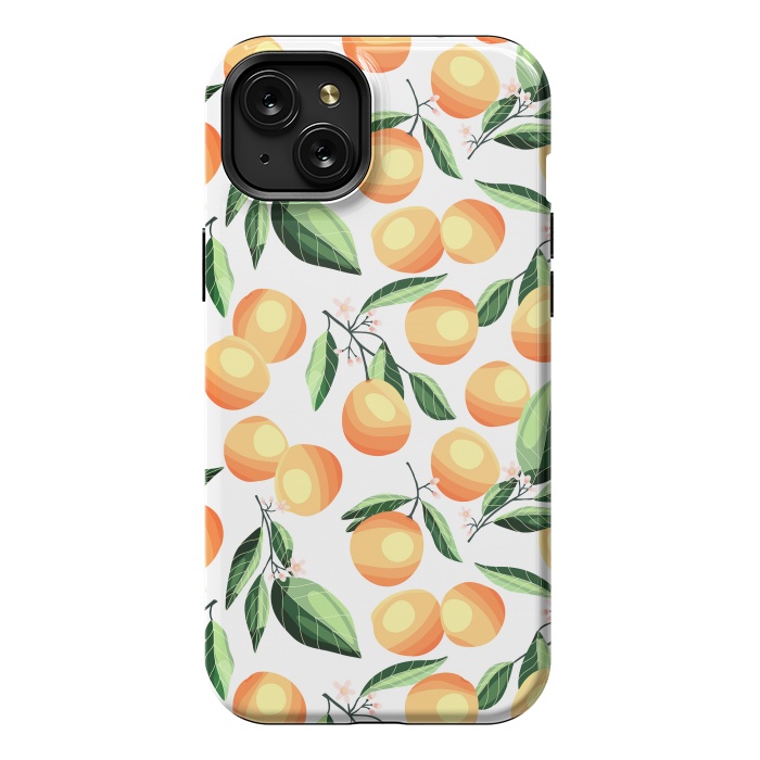 iPhone 15 Plus StrongFit Orange pattern, on white by Jelena Obradovic