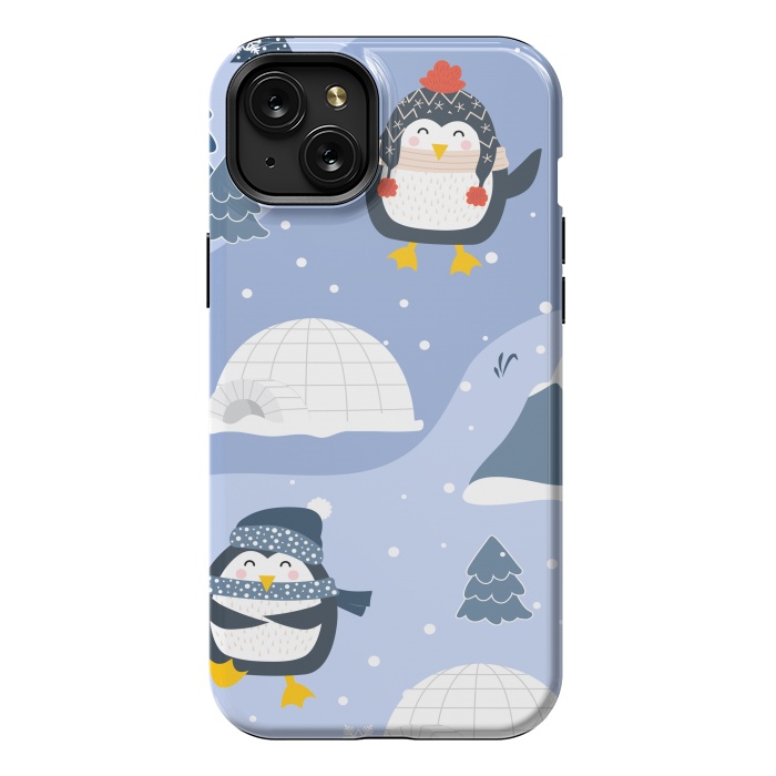iPhone 15 Plus StrongFit winter happy penguins by haroulita