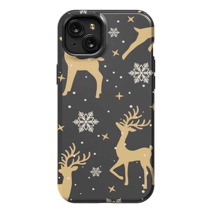 iPhone 15 Plus StrongFit gold deers xmas  by haroulita