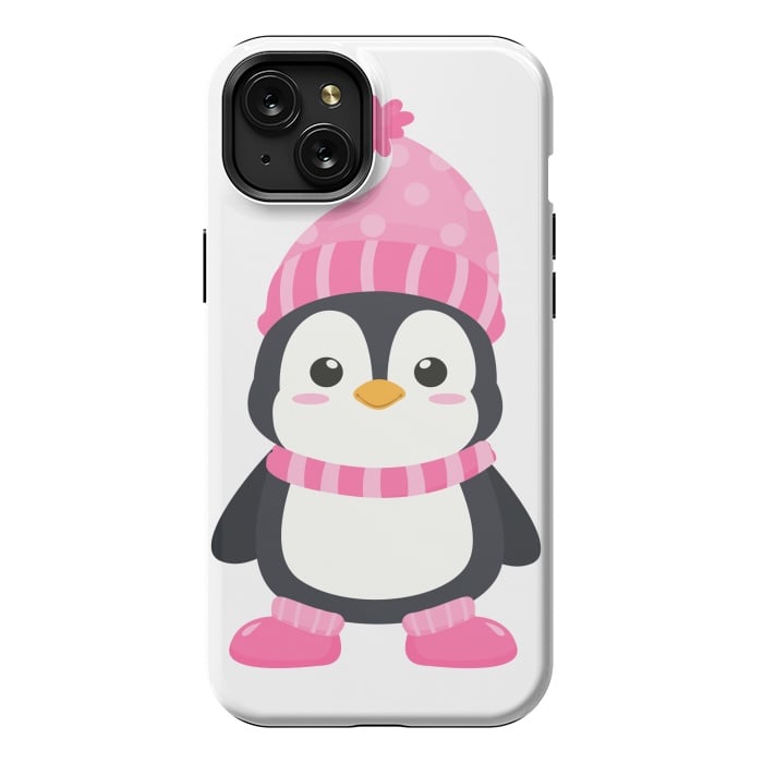 iPhone 15 Plus StrongFit cute pink penguin  by haroulita