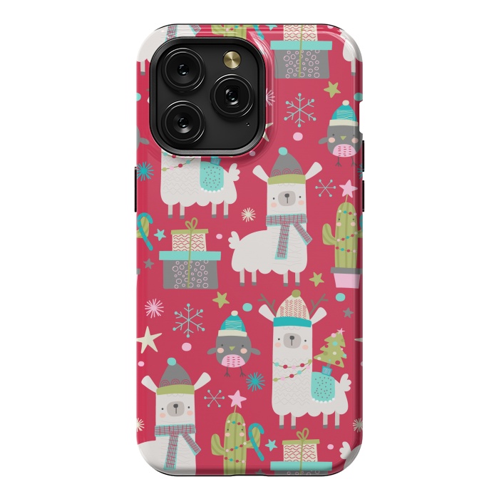 iPhone 15 Pro Max StrongFit cute christmas llama by haroulita
