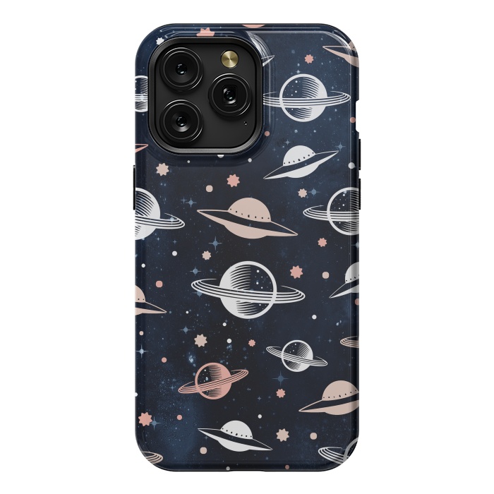 iPhone 15 Pro Max StrongFit Planets and stars - space pattern - celestial pattern on navy by Oana 