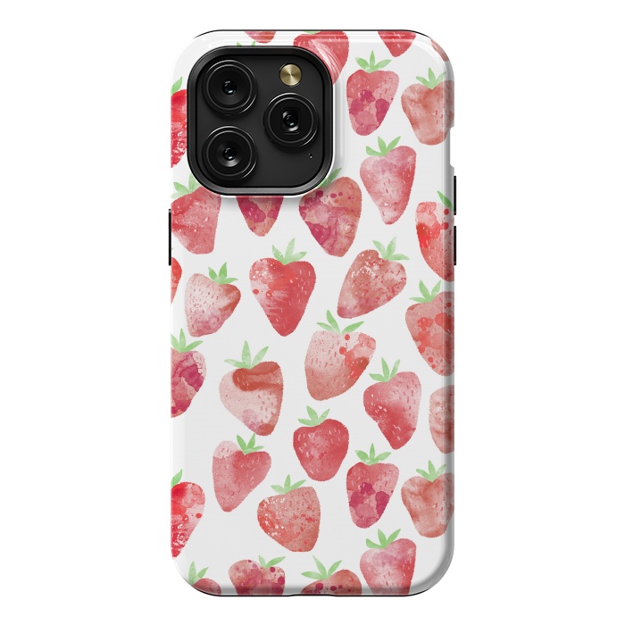 iPhone 15 Pro Max StrongFit Strawberries Watercolor Painting by Nic Squirrell