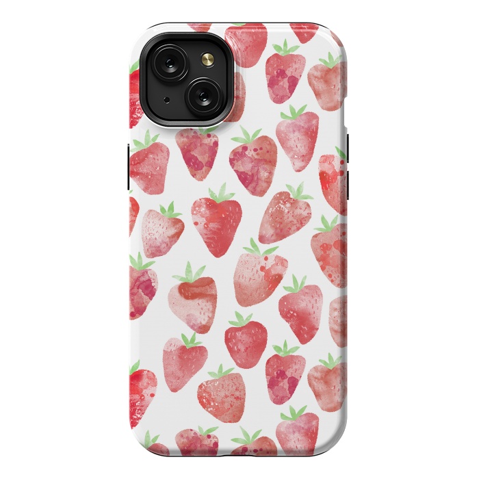 iPhone 15 Plus StrongFit Strawberries Watercolor Painting by Nic Squirrell