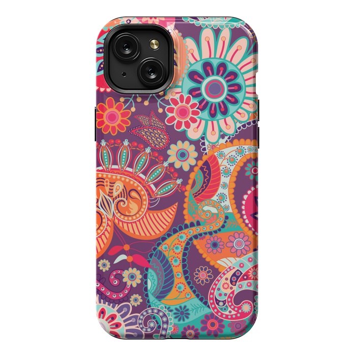 iPhone 15 Plus StrongFit Figure in bright flowers by ArtsCase
