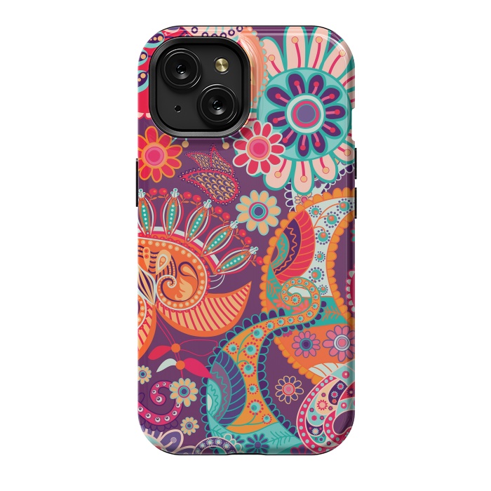 iPhone 15 StrongFit Figure in bright flowers by ArtsCase