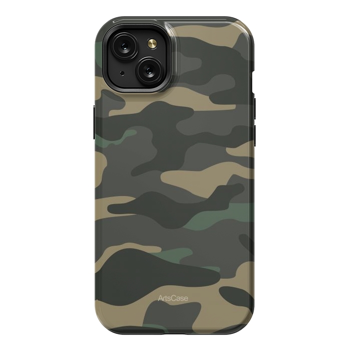 iPhone 15 Plus StrongFit Green Camo by ArtsCase