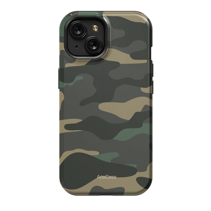 iPhone 15 StrongFit Green Camo by ArtsCase