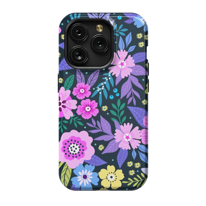 iPhone 15 Pro StrongFit Pink Multicolor WildFlowers at Best by ArtsCase