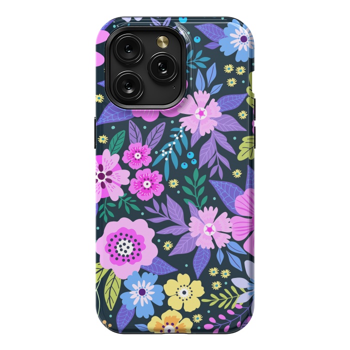 iPhone 15 Pro Max StrongFit Pink Multicolor WildFlowers at Best by ArtsCase