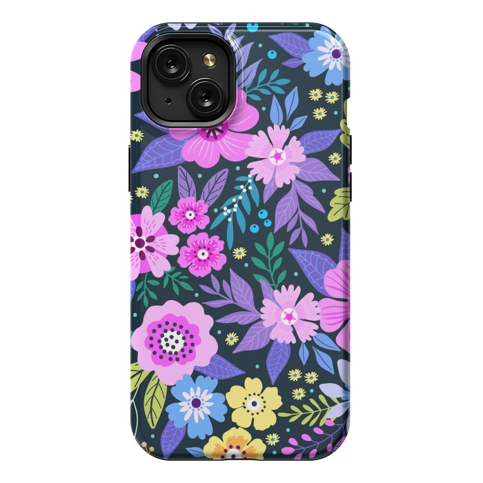 iPhone 15 Plus StrongFit Pink Multicolor WildFlowers at Best by ArtsCase