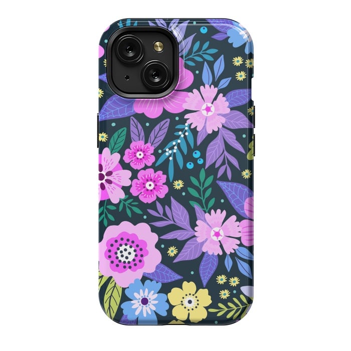 iPhone 15 StrongFit Pink Multicolor WildFlowers at Best by ArtsCase