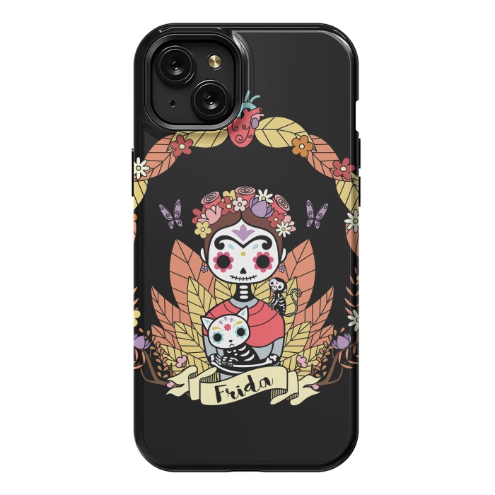 iPhone 15 Plus StrongFit Cute Frida sugar skull by Laura Nagel