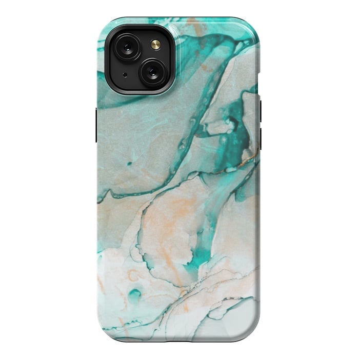 iPhone 15 Plus StrongFit Tropical Green Marble by ArtsCase