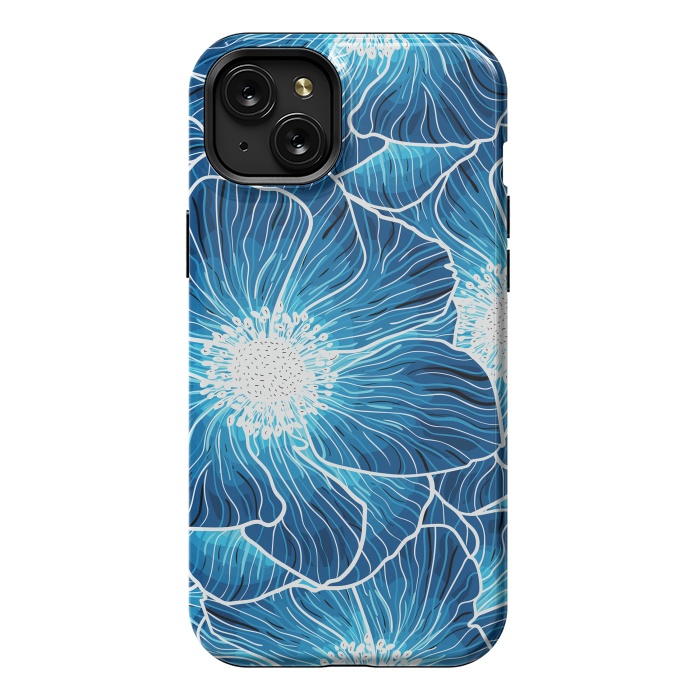 iPhone 15 Plus StrongFit Blue Anemones Wildflower G605 by Medusa GraphicArt