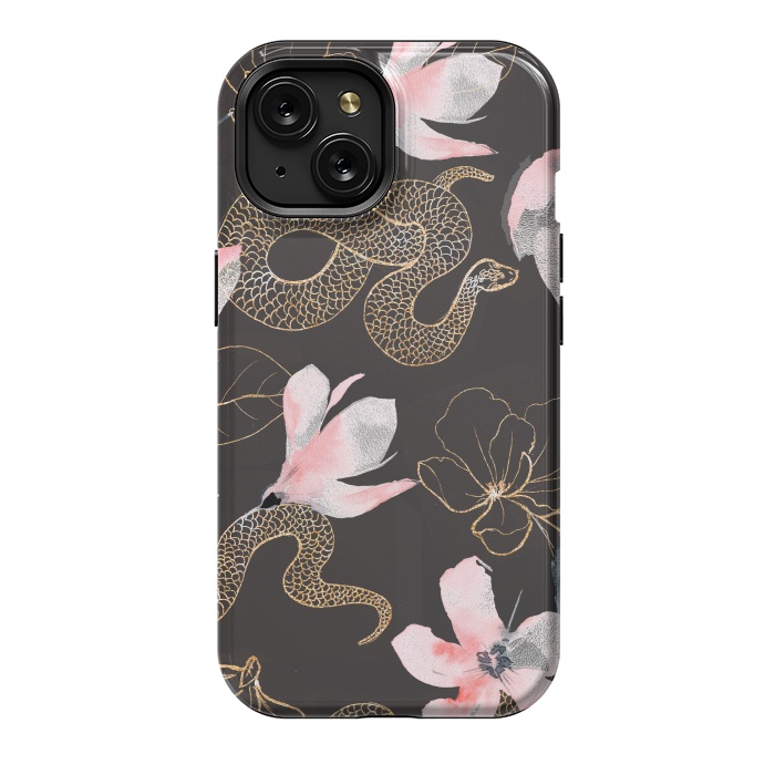 iPhone 15 StrongFit gold snake by haroulita