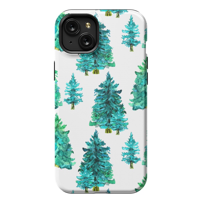 iPhone 15 Plus StrongFit Christmas watercolor trees by haroulita