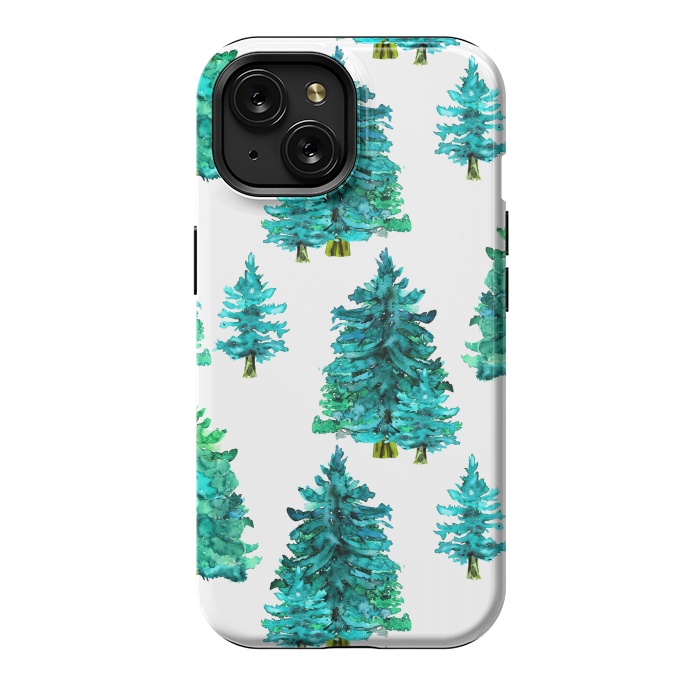 iPhone 15 StrongFit Christmas watercolor trees by haroulita
