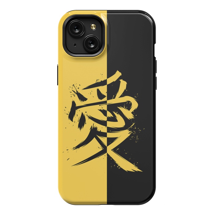 iPhone 15 Plus StrongFit Kanji yellow and black by Alberto