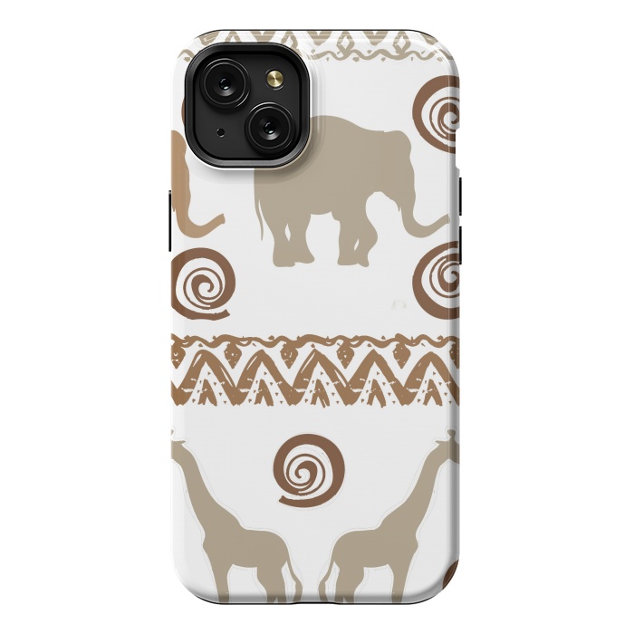 iPhone 15 Plus StrongFit giraffe and elephant by haroulita