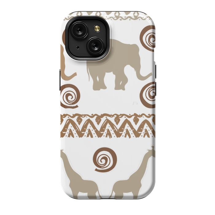 iPhone 15 StrongFit giraffe and elephant by haroulita