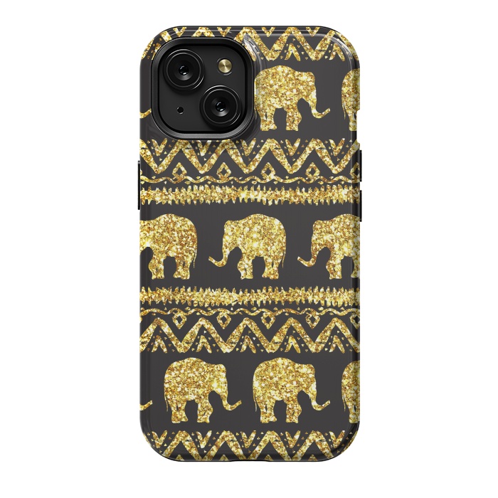 iPhone 15 StrongFit glitter elephant by haroulita