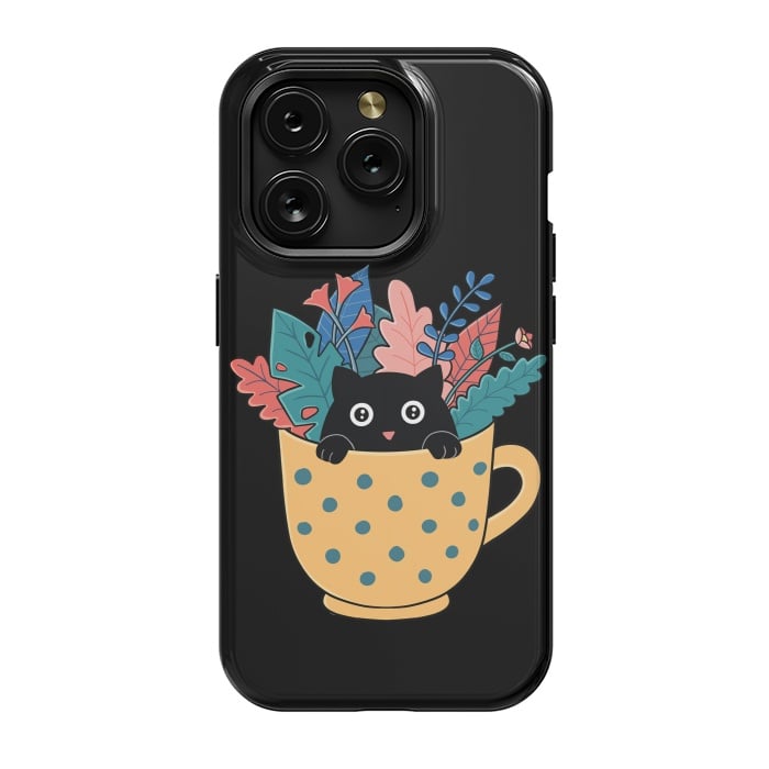 iPhone 15 Pro StrongFit Cat and flowers by Coffee Man