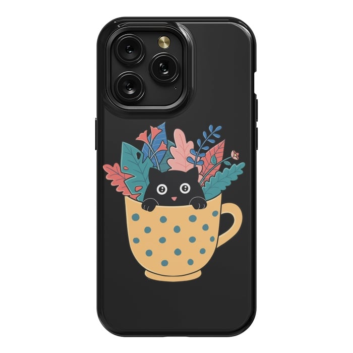 iPhone 15 Pro Max StrongFit Cat and flowers by Coffee Man