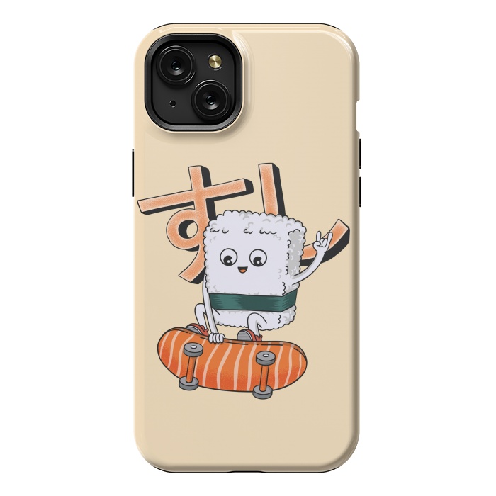 iPhone 15 Plus StrongFit Sushi and skateboard by Coffee Man