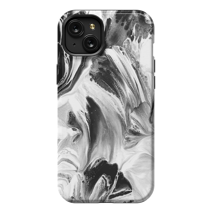 iPhone 15 Plus StrongFit Black and White Brushed Paint by Ashley Camille
