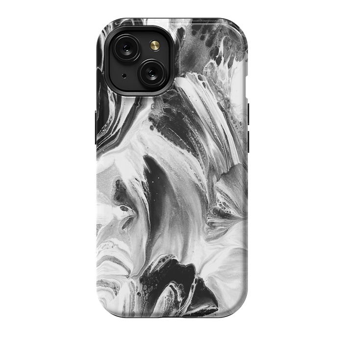 iPhone 15 StrongFit Black and White Brushed Paint by Ashley Camille