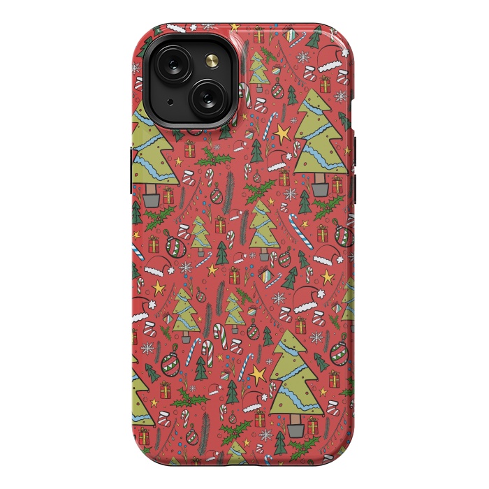 iPhone 15 Plus StrongFit The festive Xmas pattern by Steve Wade (Swade)