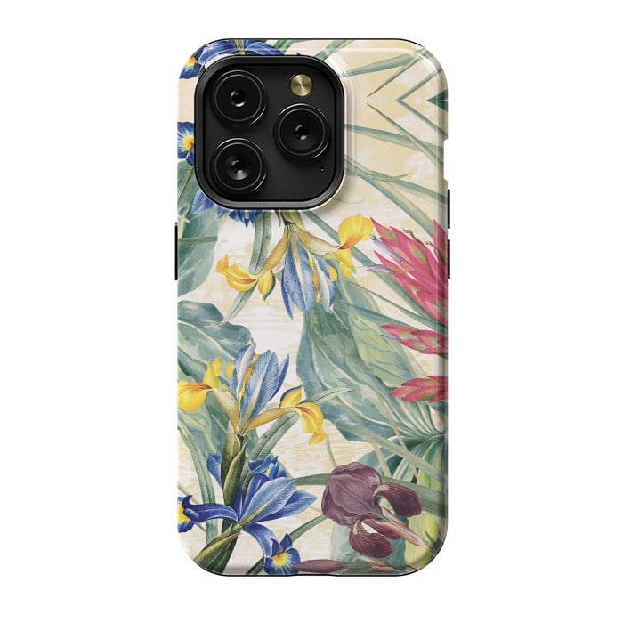 iPhone 15 Pro StrongFit Elegant iris flowers - watercolor botanical illustration by Oana 