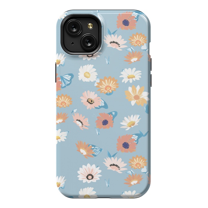 iPhone 15 Plus StrongFit Pastel daisy petals and butterflies - colorful aesthetic pattern by Oana 