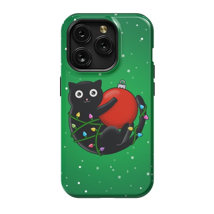 iPhone 15 Pro StrongFit Cat and christmas by Coffee Man